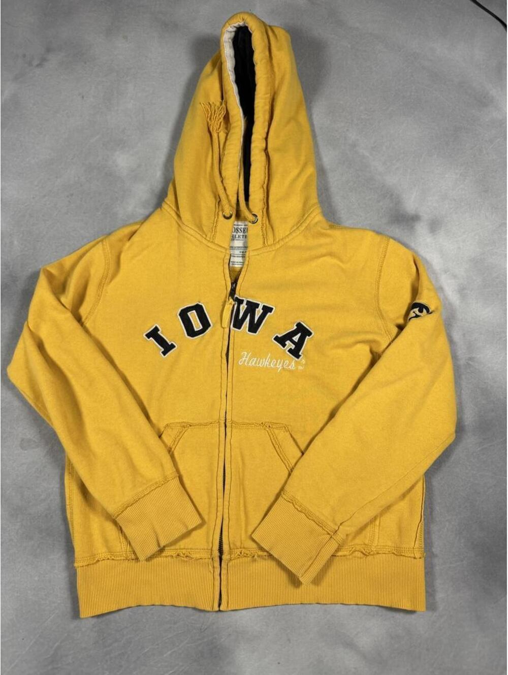 Iowa Hawkeyes 2000s Colosseum Gold Distressed Zip Hoodie Embroidered Adult S